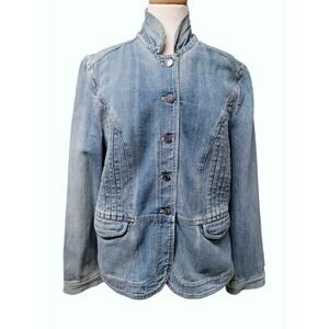 J Jill Distressed Denim Women's Jacket Size Large